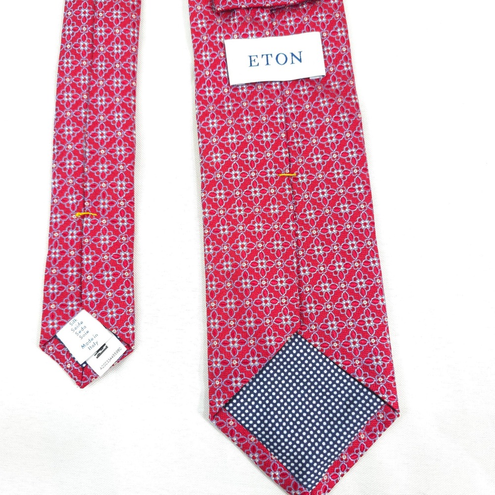 Eton Necktie Geometric Silk Red Men Classic Italian Luxury